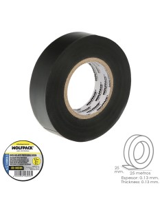 Cinta Aislante Profesional Negra Espesor 0.15 mm. Ancho 25 mm. Rollo 25 Metros Cinta Electricista, Cinta Aislante Cables