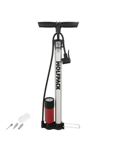 Bomba Inflar Bicicleta Con Manometro. Doble Boquilla Valvula Presta y Schrader. Con Adaptadores. Ø 32 x 500 mm. 10 BAR / 160 PSI