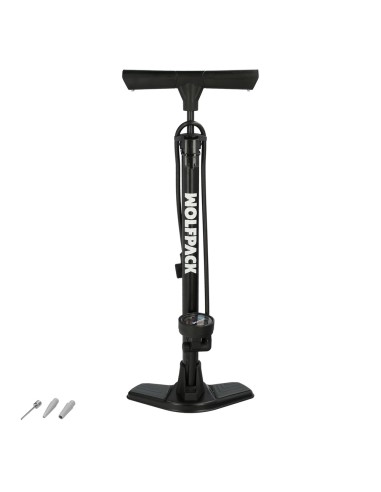 Bomba Aire Con Manometro 8 Bares Cuerpo y Pies Acero, Valvulas SCHRADER y PRESTA con Adaptadores. Bomba Bicicletas, Bomba coches