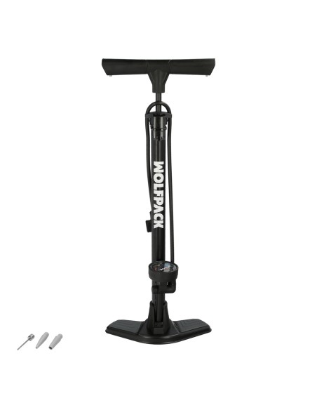 Bomba Aire Con Manometro 8 Bares Cuerpo y Pies Acero, Valvulas SCHRADER y PRESTA con Adaptadores. Bomba Bicicletas, Bomba coches