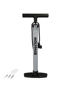 Bomba Aire 5,5 Bares Cuerpo Acero, Valvulas SCHRADER y PRESTA con Adaptadores. Bomba Bicicletas, Bomba coches