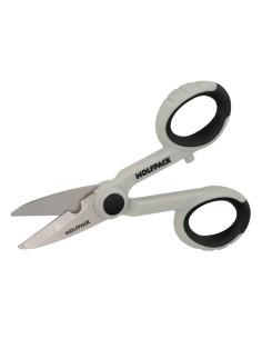 Tijeras Electricista 140 mm. Mango TPR No tension. Hojas Acero Inoxidable, Ergonomicas, Tijeras Cortar Cable, Pelacables