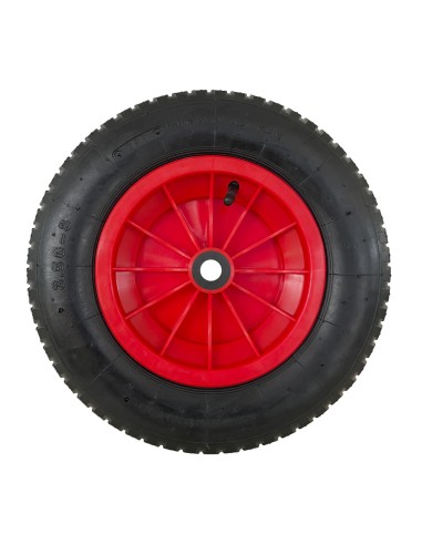 Rueda Carretilla Invernadero Neumática Llanta Plástico, Ø 370 mm. Eje Ø 20 mm.