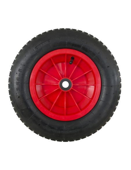 Rueda Carretilla Invernadero Neumática Llanta Plástico, Ø 370 mm. Eje Ø 20 mm.