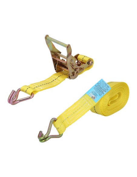 Cinta De Amarre Con Ratchet 6 metros x 38 mm. Trinquete Metalico Automatico, Cincha, Eslinga Mercancia, Correa Sujeción