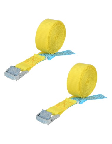 Cinta De Amarre Con Trinquete 4,5 metros x 25 mm.(2 Unidades) Trinquete Metalico Automatico, Cincha, Eslinga, Correa Sujeción