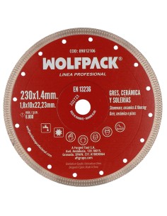 Disco Diamante Ø 230 mm. Porcelanicos, Gres, Ceramica, Solerias. Segmento Diamantado 10 mm.