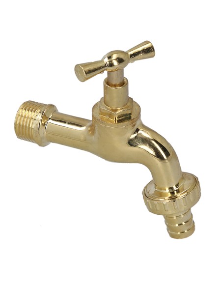 Grifo Curvo Latón Pulido Con Racord 1/2 Grifo Jardin Exterior