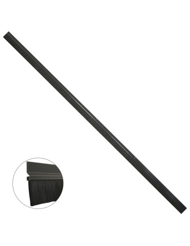 Burlete Para Puertas De Garaje Aluminio Negro Con Cepillo 2,5 m. Cepillo De Puerta, Burlete Garaje, Burlete Cepillo Cochera