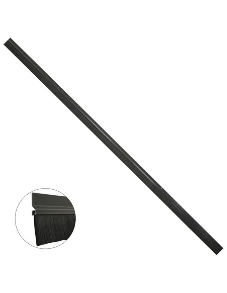 Burlete Para Puertas De Garaje Aluminio Negro Con Cepillo 2,5 m. Cepillo De Puerta, Burlete Garaje, Burlete Cepillo Cochera