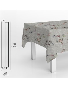 Mantel Hule Rollo Modelo Cats Impermeable Antimanchas PVC 140 cm. x 25 metros. Rollo Recortable. Interior y Exterior