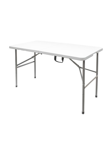 Mesa Plegable Rectangular HDPE Multifuncional, Portatil, Resistente,Multiusos 122x61x74 cm. Color Blanco