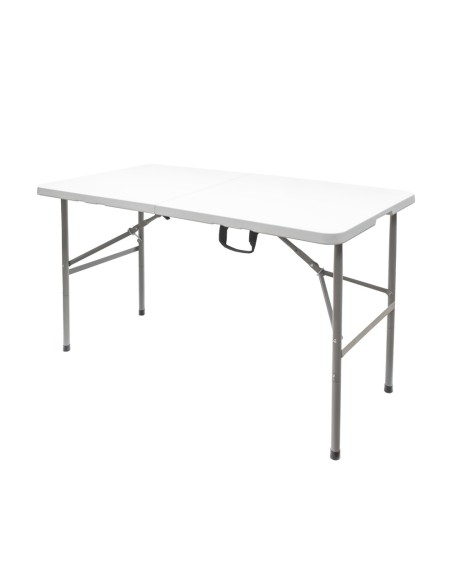 Mesa Plegable Rectangular HDPE Multifuncional, Portatil, Resistente,Multiusos 122x61x74 cm. Color Blanco
