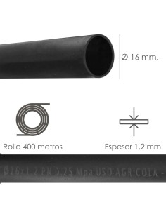 Tuberia De Riego Por Goteo Ø 16 mm. Espesor Tubo 1,2 mm. Uso Agricola 400 Metros 2
