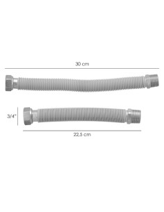 Tuberia Extensible Agua Acero Inoxidable Corrugado. Longitud de 22,5 a 30 cm. Tomas 3/4" 2