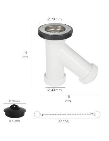 Sifon y Griega Con Valvula y Tapon 1-1/2" Salida De Ø 40 mm.