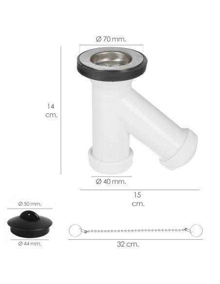 Sifon y Griega Con Valvula y Tapon 1-1/2" Salida De Ø 40 mm.