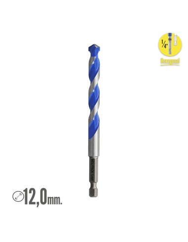 Broca Universal Hexagonal Ø 12,0 mm. (Blister 1 pieza)