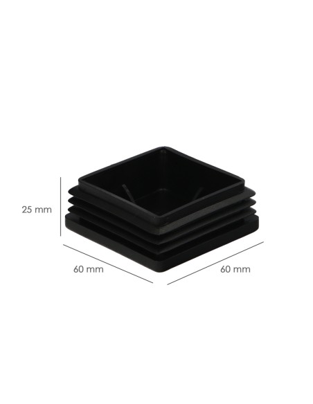 Contera Interior Plastico Cuadrada 60x60 mm. Color Negro. Bolsa 50 Unidades. Contera Mesa, Silla, Muebles, Estanteria