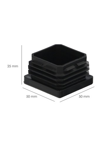 Contera Interior Plastico Cuadrada 50x50 mm. Color Negro. Bolsa 100 Unidades. Contera Mesa, Silla, Muebles, Estanteria