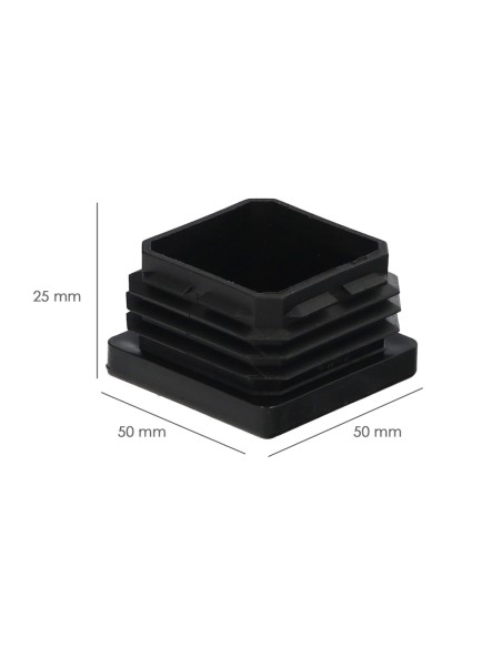 Contera Interior Plastico Cuadrada 50x50 mm. Color Negro. Bolsa 100 Unidades. Contera Mesa, Silla, Muebles, Estanteria