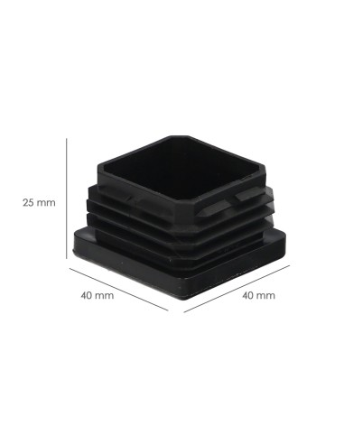 Contera Interior Plastico Cuadrada 40x40 mm. Color Negro. Bolsa 100 Unidades. Contera Mesa, Silla, Muebles, Estanteria
