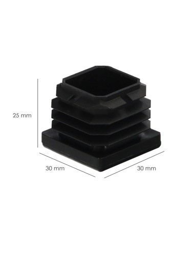 Contera Interior Plastico Cuadrada 30x30 mm. Color Negro. Bolsa 200 Unidades. Contera Mesa, Silla, Muebles, Estanteria