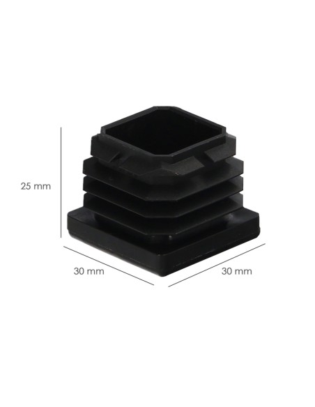 Contera Interior Plastico Cuadrada 30x30 mm. Color Negro. Bolsa 200 Unidades. Contera Mesa, Silla, Muebles, Estanteria
