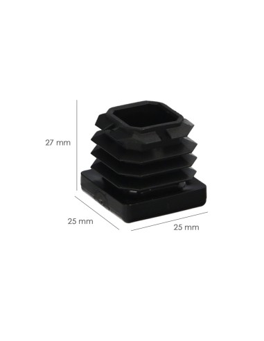 Contera Interior Plastico Cuadrada 25x25 mm. Color Negro. Bolsa 200 Unidades. Contera Mesa, Silla, Muebles, Estanteria