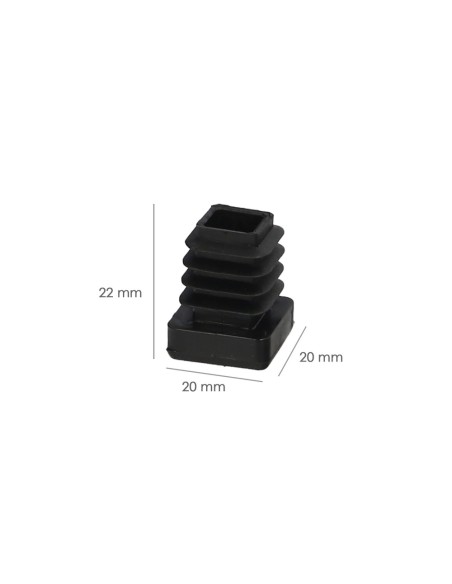 Contera Interior Plastico Cuadrada 20x20 mm. Color Negro. Bolsa 200 Unidades. Contera Mesa, Silla, Muebles, Estanteria