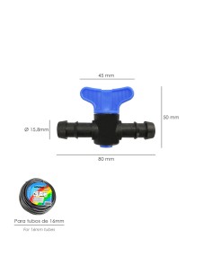 Llave De Paso Extra Para Tuberias Goteo Ø 16 mm. (Bolsa 50 Piezas) Riego Por Goteo, Microaspersión, Riego Por Nebulizacion 2