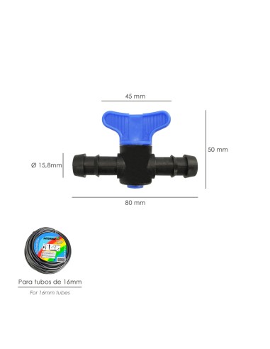 Llave De Paso Extra Para Tuberias Goteo Ø 16 mm. (Bolsa 50 Piezas) Riego Por Goteo, Microaspersión, Riego Por Nebulizacion