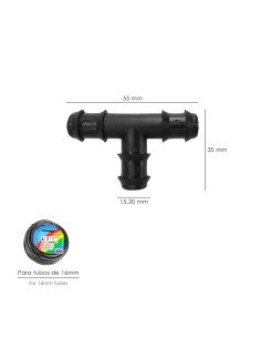 Te Simple Para Tuberias Goteo Ø 16 mm. (Bolsa 100 Piezas) Riego Por Goteo, Microaspersión, Riego Por Nebulizacion 2