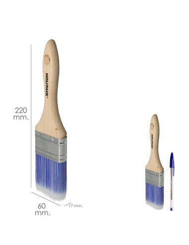 Paletina Profesional Plus Ancho 60 mm. Cerdas Sintenticas PBT, Mango Madera Haya Ergonomico, Brocha Pintor, Pincel Pintura