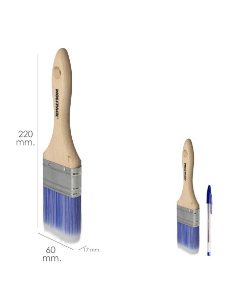 Paletina Profesional Plus Ancho 60 mm. Cerdas Sintenticas PBT, Mango Madera Haya Ergonomico, Brocha Pintor, Pincel Pintura