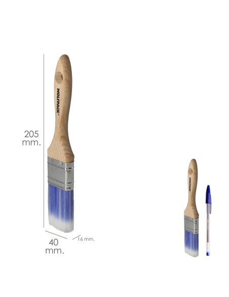 Paletina Profesional Plus Ancho 40 mm. Cerdas Sintenticas PBT, Mango Madera Haya Ergonomico, Brocha Pintor, Pincel Pintura