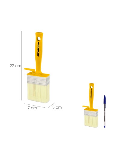 Brocha Profesional Techos 70x30 mm. Cerda Blanca. Mango Ergonomico, Con Gancho. Brocha Pintura, Brocha Pintor Profesional