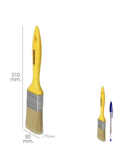 Paletina Profesional Cerda Blanca Ancho 50 mm. Cerdas Naturales Mango Plastico Ergonomico, Brocha Pintor, Pincel Pintura