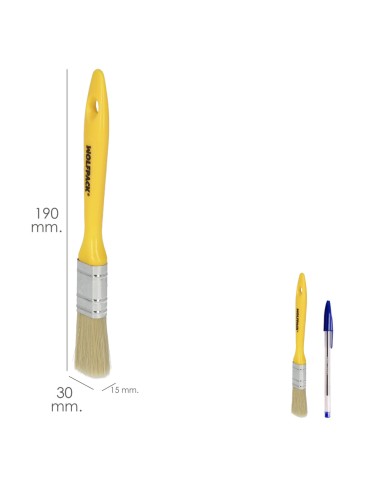 Paletina Profesional Cerda Blanca Ancho 30 mm. Cerdas Naturales Mango Plastico Ergonomico, Brocha Pintor, Pincel Pintura