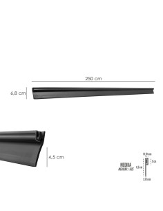 Burlete Reforzado Para Puertas De Garaje Aluminio Negro Con Goma 2,5 m. Perfil Bajo Cochera Cepillo De Puerta, Burlete Garaje 2