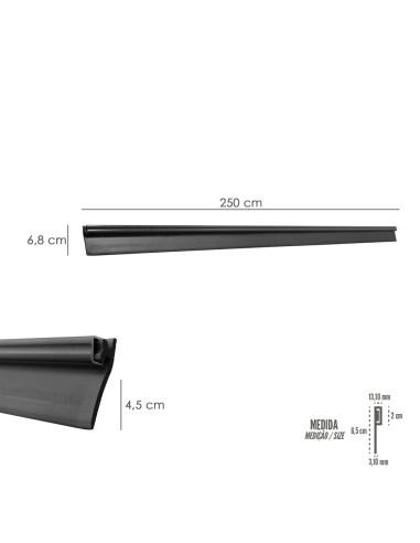 Burlete Reforzado Para Puertas De Garaje Aluminio Negro Con Goma 2,5 m. Perfil Bajo Cochera Cepillo De Puerta, Burlete Garaje