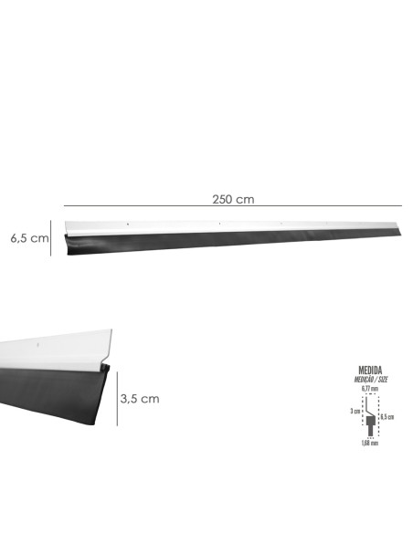 Burlete Para Puertas De Garaje Aluminio Blanco Con Goma 2,5 m. Perfil Bajo Cochera Cepillo De Puerta, Burlete Garaje