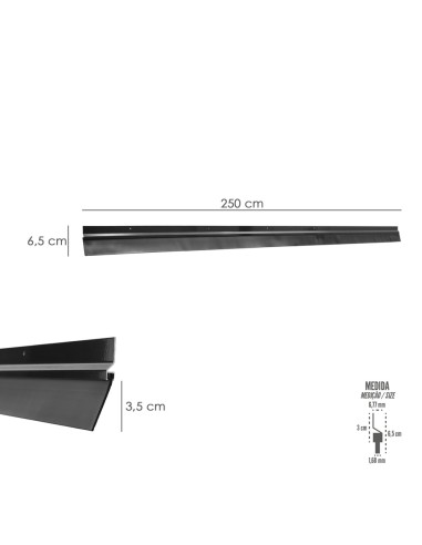 Burlete Para Puertas De Garaje Aluminio Negro Con Goma 2,5 m. Perfil Bajo Cochera Cepillo De Puerta, Burlete Garaje