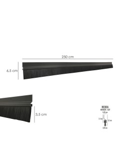 Burlete Para Puertas De Garaje Aluminio Negro Con Cepillo 2,5 m. Cepillo De Puerta, Burlete Garaje, Burlete Cepillo Cochera 2