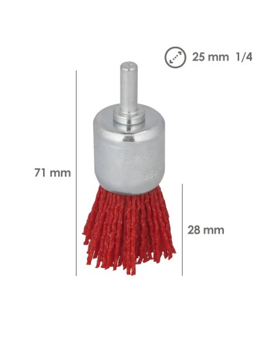 Cepillo Nylon Brocha Ø 25 mm. Cepillo De Lijado Nailon. Cepillo Para Taladro De Nailon, Cepillo De Alambre Abrasivo De Nailon