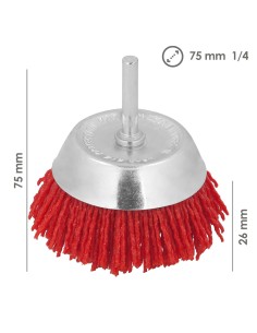 Cepillo Nylon Taza Ø 75 m. 1/4". Cepillo De Lijado Nailon. Cepillo Para Taladro De Nailon, Cepillo De Alambre Abrasivo De Nailon 2