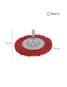 Cepillo Nylon Disco Ø100 mm. 1/4". Lijar y Pulir Madera, Metal, Acero Inoxidable, Cepillo Taladro, Cepillo Pulir, Cepillo Lijar 2