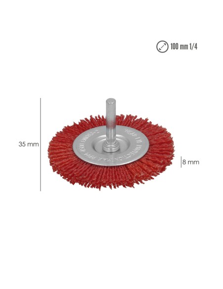 Cepillo Nylon Disco Ø100 mm. 1/4". Lijar y Pulir Madera, Metal, Acero Inoxidable, Cepillo Taladro, Cepillo Pulir, Cepillo Lijar