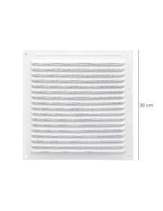 Rejilla Ventilación Aluminio Con Mosquitera Atornillable 200 x 200 mm. Color Blanco 2