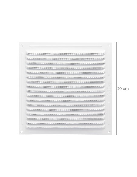 Rejilla Ventilación Aluminio Con Mosquitera Atornillable 200 x 200 mm. Color Blanco